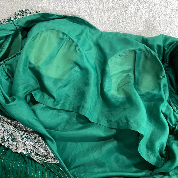 ZENITH Fashions Green and Silver Sequin Maxi Dress PLUS SIZE 3X Formal Gown - Picture 8 of 15